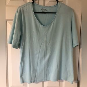 Baby blue v neck short sleeve shirt